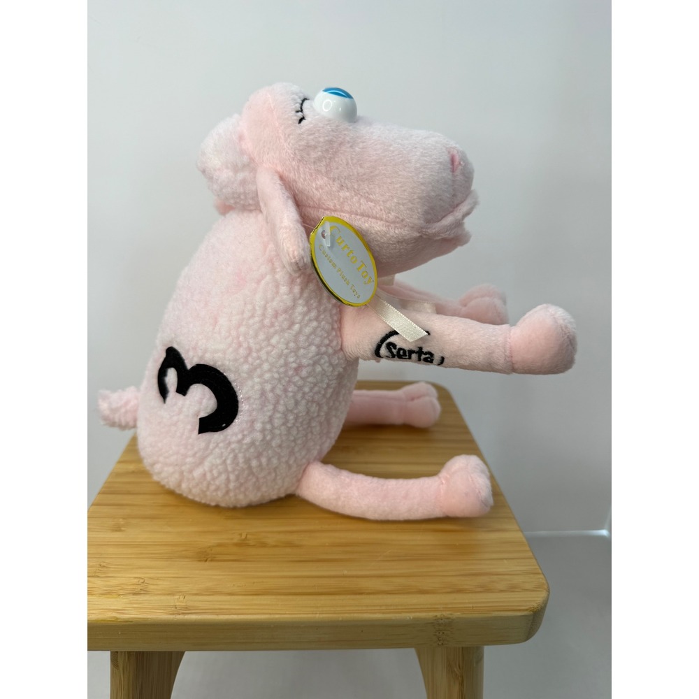 Serta Counting Sheep 3 Pink Plush Curto Toy Advertising Mascot Breast Cancer NEW